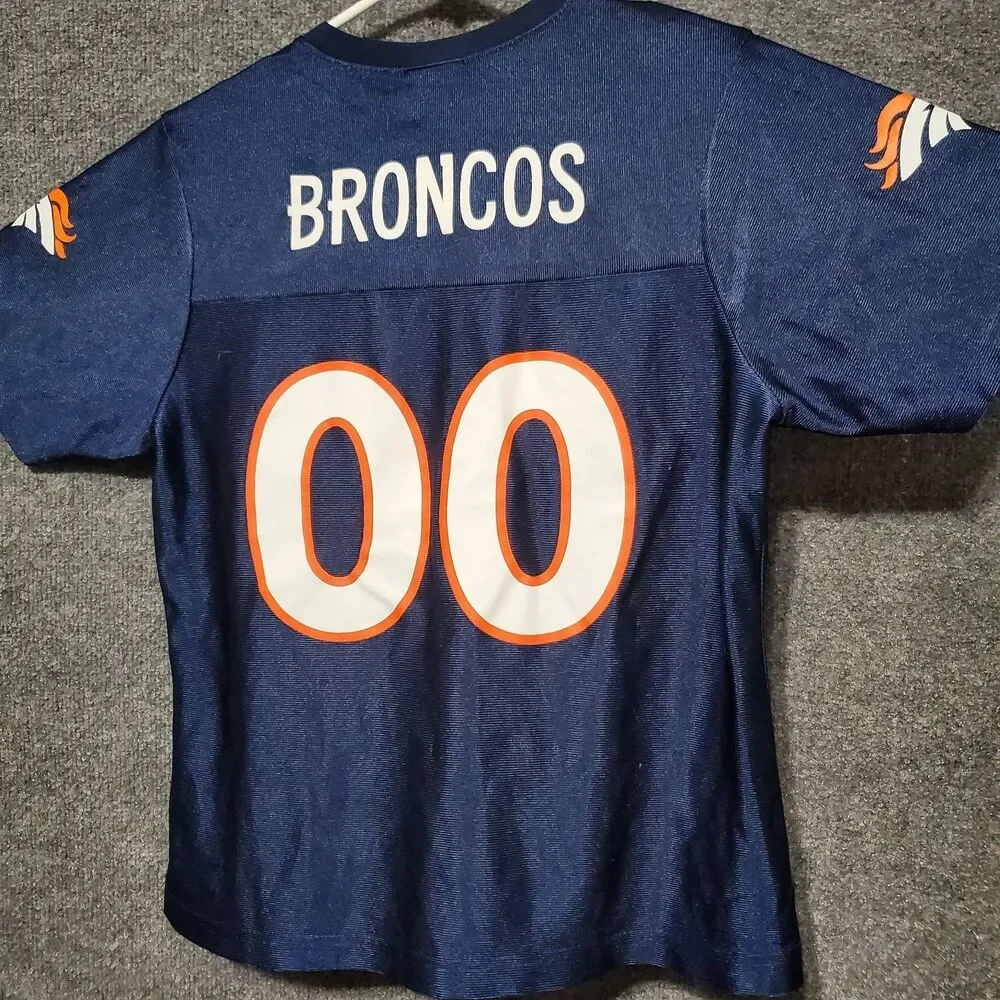 NFL Denver Broncos #00 Blue Jersey Womens Medium Team Apparel Football Y2K Shirt